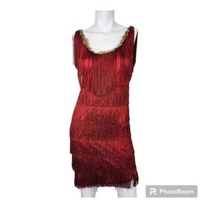 California Costume 1920's Red Flapper Dress Size M